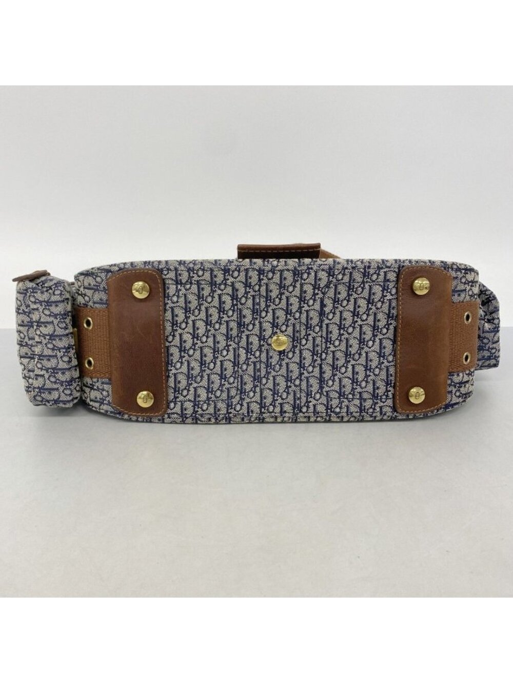 ★SOLD★ Dior Shoulder Bag Street Chic Canvas Leather Navy Brown Gold - Picture 3 of 10